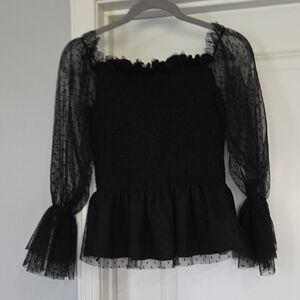 CBR Black Sheer Sleeve Blouse